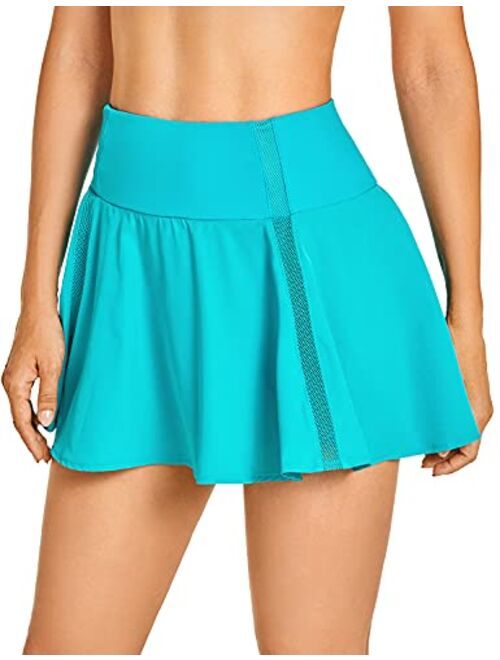 CRZ YOGA Women's High Waisted Pleated Tennis Skirts Lightweight Athletic Workout Running Sports Golf Skorts with Pockets