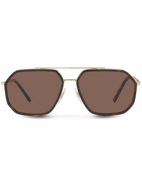 DOLCE & GABBANA EYEWEAR double-bridge pilot-frame sunglasses