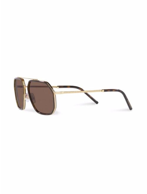 DOLCE & GABBANA EYEWEAR double-bridge pilot-frame sunglasses