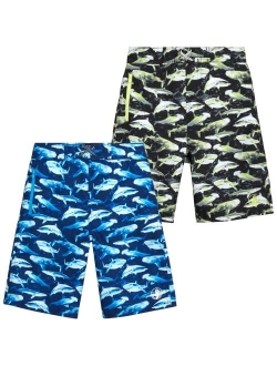 Boys' Swim Trunks 2 Pack UPF 50  Quick-Dry Board Shorts Bathing Suit (Little Boy/Big Boy)