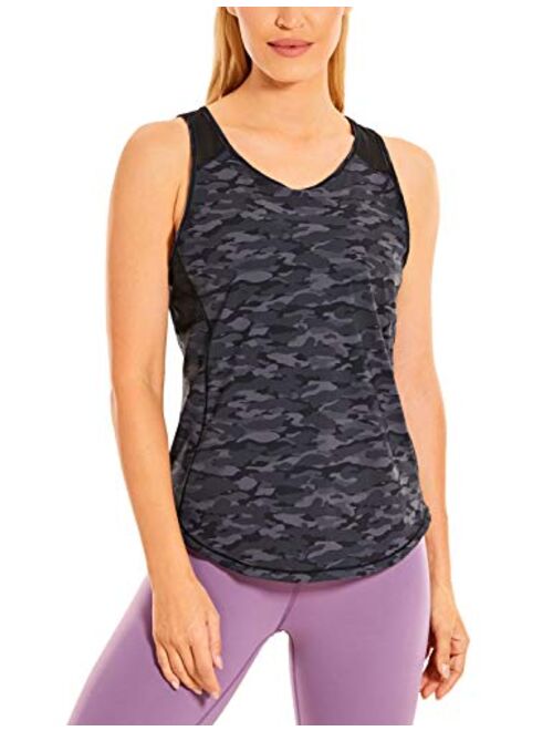 CRZ YOGA Women's Breezy Feeling Mesh Yoga Tank Tops Quick Dry Workout Active Gym Shirts