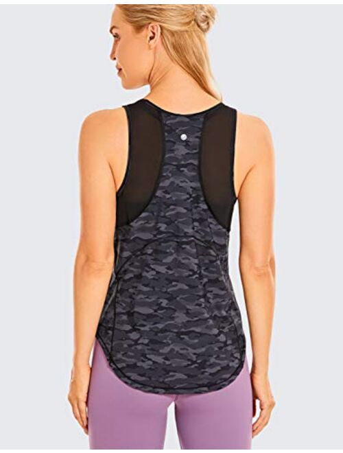 CRZ YOGA Women's Breezy Feeling Mesh Yoga Tank Tops Quick Dry Workout Active Gym Shirts