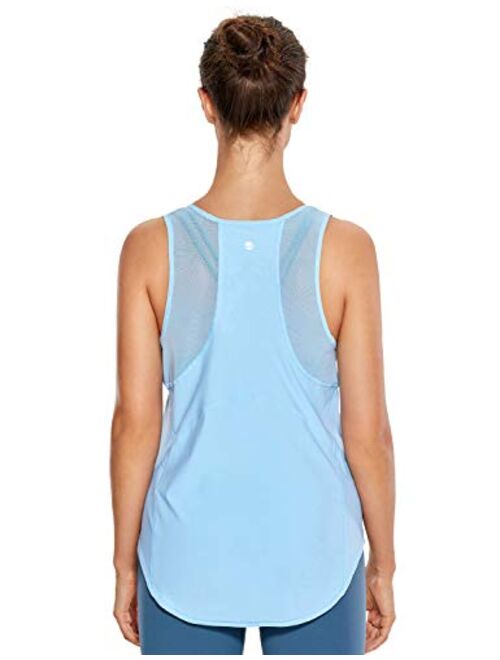 CRZ YOGA Women's Breezy Feeling Mesh Yoga Tank Tops Quick Dry Workout Active Gym Shirts