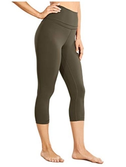 Womens High Waisted Workout Capri 19 Inches - Gym Compression Tummy Control Yoga Leggings Pants