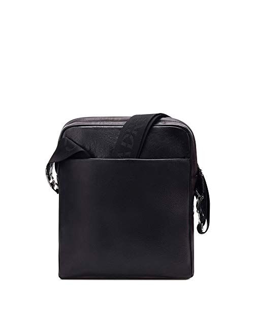 Cuadra Men's Messenger Bag in Genuine Leather with Stingray Leather Black