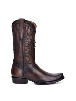 Men's Western Boot in Genuine Leather Brown