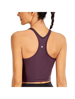 Women's Racerback Longline Sports Bra Padded Wireless Yoga Bras Crop Cami Tank Tops