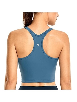 Women's Racerback Longline Sports Bra Padded Wireless Yoga Bras Crop Cami Tank Tops