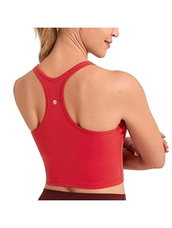 Women's Racerback Longline Sports Bra Padded Wireless Yoga Bras Crop Cami Tank Tops