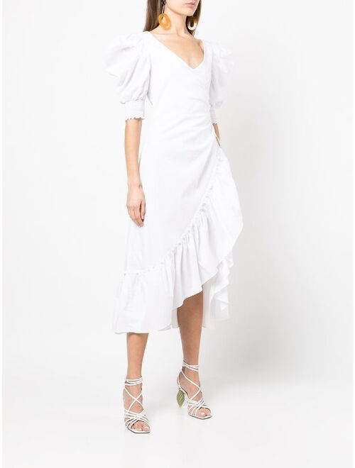 Cinq A Sept Kacy puff-sleeve ruffle midi dress