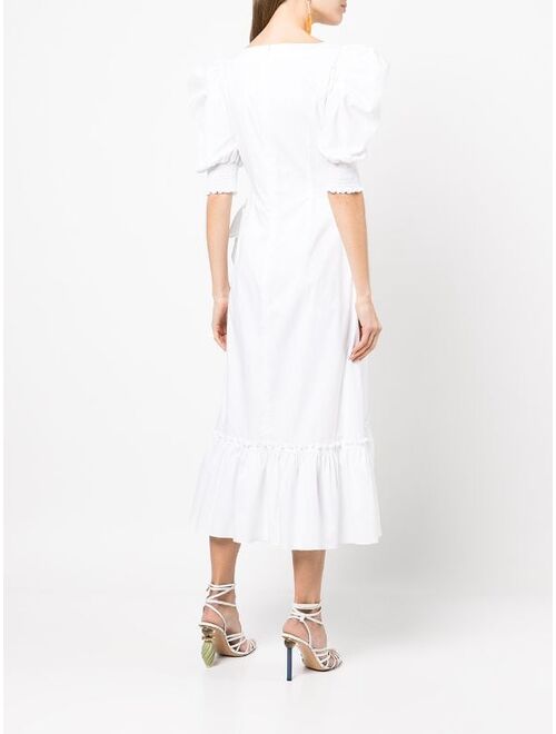 Cinq A Sept Kacy puff-sleeve ruffle midi dress