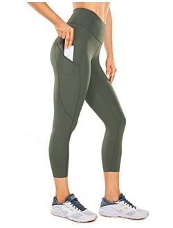 Women's Naked Feeling Workout Leggings 19" - High Waist Gym Capris Leggings with Pockets