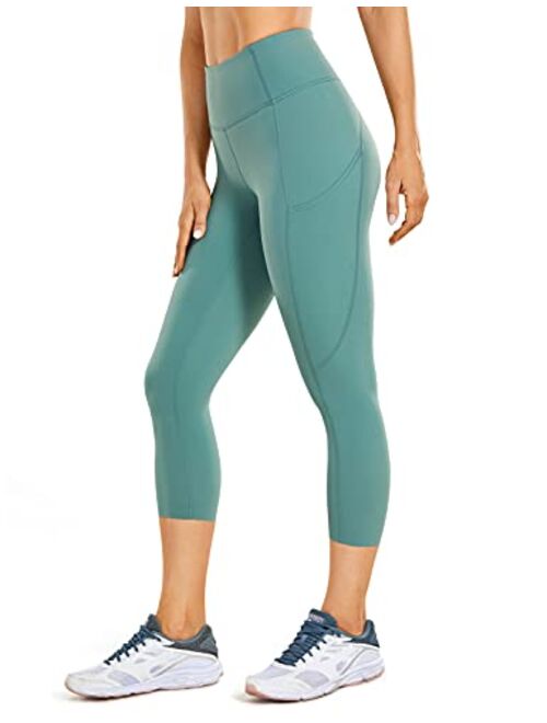 CRZ YOGA Women's Naked Feeling Workout Leggings 19" - High Waist Gym Capris Leggings with Pockets