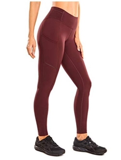 Womens Hugged Feeling Workout Compression Leggings 25"/28" - High Waisted Gym Tummy Control Athletic Pants Pockets