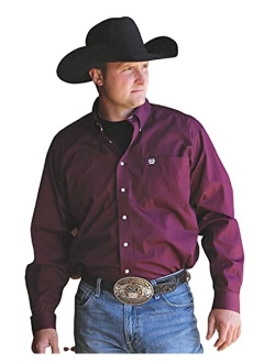 Men's C&Zwnj;Inch Solid Burgundy Button Long Sleeve Western Shirt - Mtw1104239 Bur