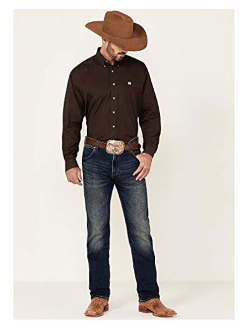 Cinch Men's C&Zwnj;Inch Solid Burgundy Button Long Sleeve Western Shirt - Mtw1104239 Bur