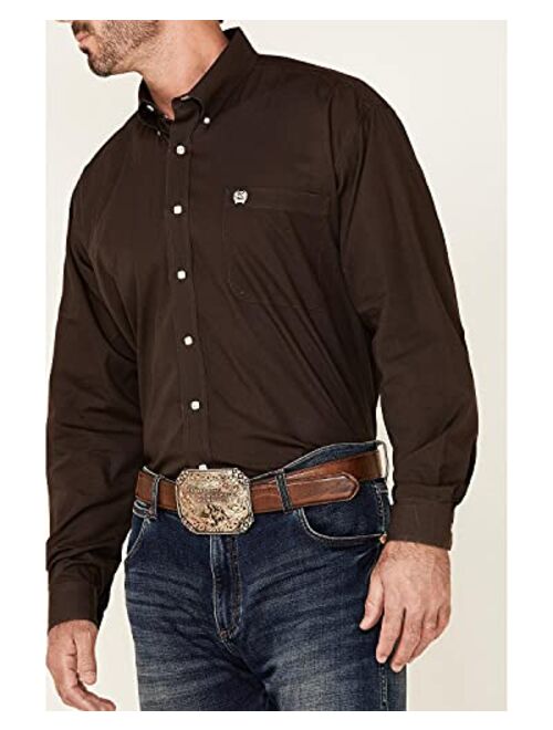 Cinch Men's C&Zwnj;Inch Solid Burgundy Button Long Sleeve Western Shirt - Mtw1104239 Bur