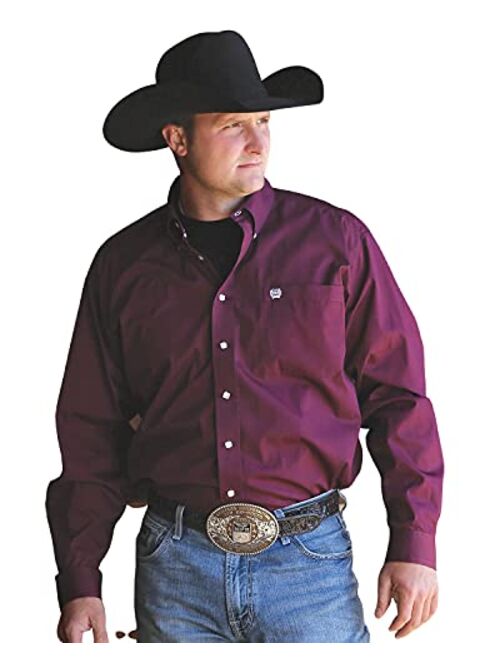 Cinch Men's C&Zwnj;Inch Solid Burgundy Button Long Sleeve Western Shirt - Mtw1104239 Bur