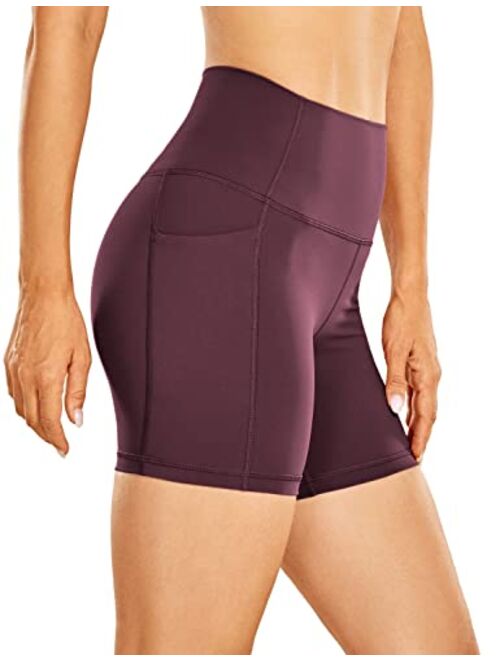 CRZ YOGA Women's Naked Feeling Biker Shorts - 4''/ 5''/ 6''/ 8''/ 10'' High Waisted Yoga Gym Spandex Shorts Side Pockets