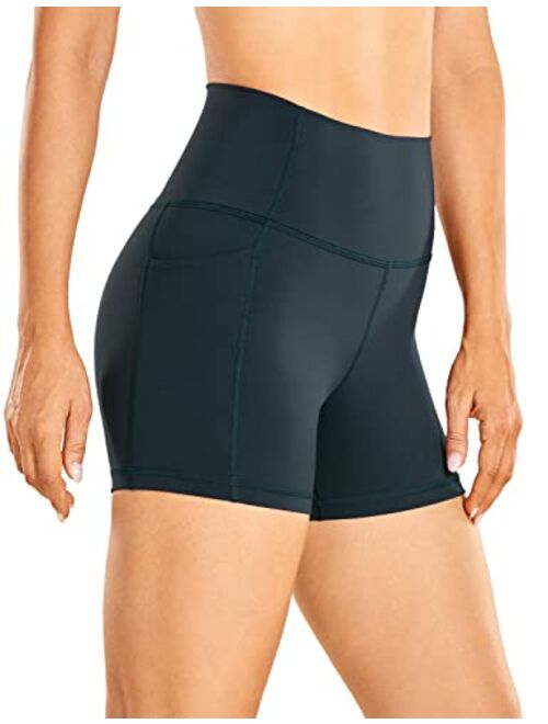 CRZ YOGA Women's Naked Feeling Biker Shorts - 4''/ 5''/ 6''/ 8''/ 10'' High Waisted Yoga Gym Spandex Shorts Side Pockets