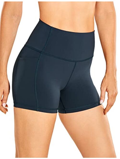 CRZ YOGA Women's Naked Feeling Biker Shorts - 4''/ 5''/ 6''/ 8''/ 10'' High Waisted Yoga Gym Spandex Shorts Side Pockets