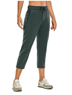 Women's 4-Way Stretch Athletic Workout Capri Pants - 23" Travel Lounge Casual Outdoor Capri with Pockets