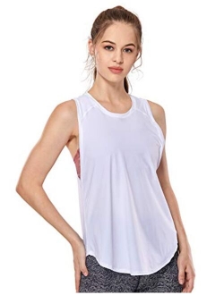 Women's Breezy Feeling Mesh Running Tank Tops Workout Gym Shirts Tie Back Yoga Clothes