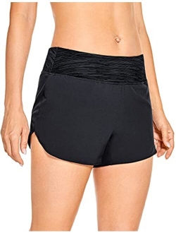 Women's Mid-Rise Quick Dry Lined Dolphin Running Shorts with Zip Pocket Elastic Waist Athletic Workout Shorts - 3''