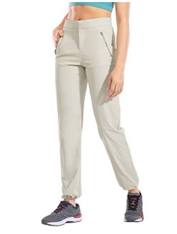 Women's Hiking Lightweight Stretch Thick Pants Outdoor Travel Workout Pants with Zipper Pockets