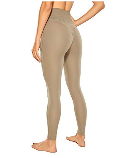 CRZ YOGA Women's Naked Feeling Soft Yoga Leggings 25 Inches - Reflective High Waisted Workout Pants