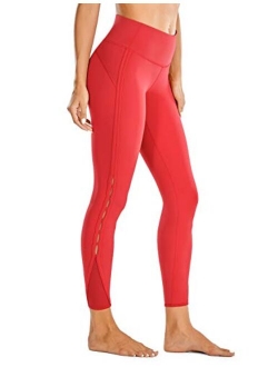 Women's High Waisted Workout Pants 7/8 Yoga Leggings with Hole - Naked Feeling - 25 Inches