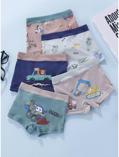 Shein Boys 5pcs Cartoon Slogan Graphic Boxer Brief