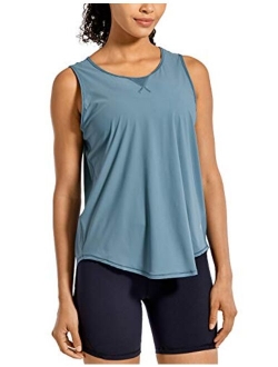 Women's Breezy Feeling Mesh Workout Tank Tops Sleeveless Gym Shirts Open Tie Back Yoga Clothes