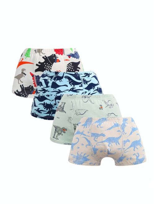 Shein Boys 4 Pack Dinosaur Print Boxer Brief