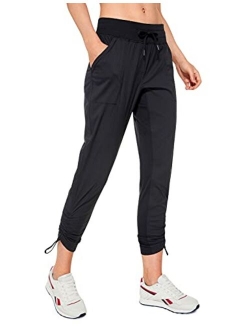 Womens Studio Casual 7/8 Pants 25"/27" - Lightweight Workout Outdoor Athletic Track Travel Lounge Joggers Pockets