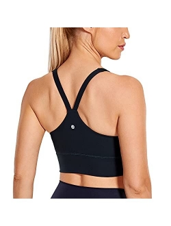 Y Back Longline Sports Bra for Women - V Neck Padded Racerback Sports Bra Crop Tank Top