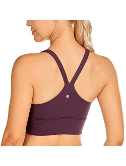 Y Back Longline Sports Bra for Women - V Neck Padded Racerback Sports Bra Crop Tank Top