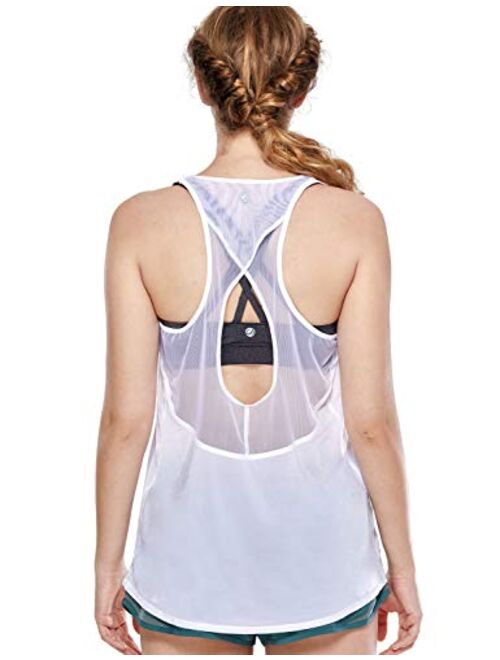 CRZ YOGA Women's Lightweight Open Back Activewear Tank Racerback Workout Loose fit Tops