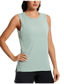 Women's Pima Cotton Workout Tank Tops Loose Fit Yoga Sleeveless Shirts Muscle Tank