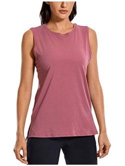 Women's Pima Cotton Workout Tank Tops Loose Fit Yoga Sleeveless Shirts Muscle Tank