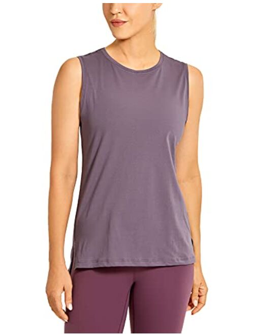 CRZ YOGA Women's Pima Cotton Workout Tank Tops Loose Fit Yoga Sleeveless Shirts Muscle Tank