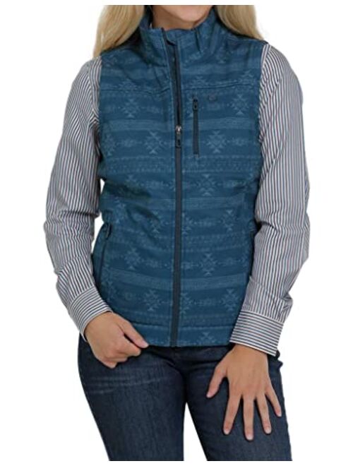 Cinch Women's Southwestern Print Bonded Concealed Carry Zip-Front Vest