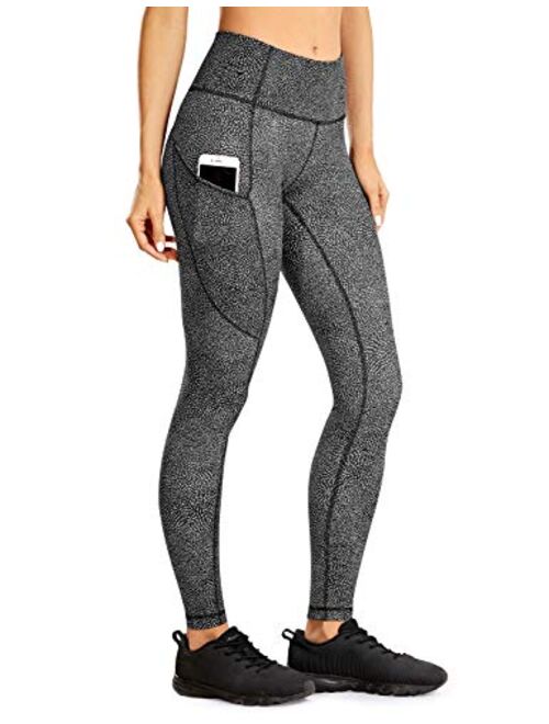 CRZ YOGA Women's Light-Fleece Workout Leggings 25'' / 28'' - High Waisted Warm Matte Brushed Tights Pants with Pockets