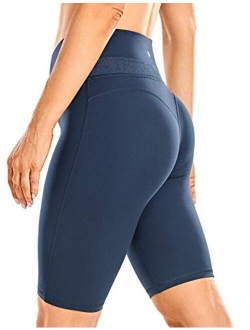 Women's Naked Feeling Soft Yoga Shorts 10 Inches - Workout Shorts Tummy Control Athletic Biker Shorts