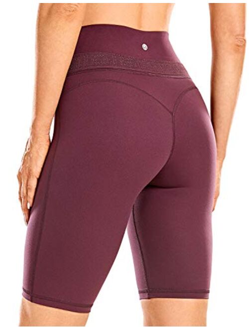 CRZ YOGA Women's Naked Feeling Soft Yoga Shorts 10 Inches - Workout Shorts Tummy Control Athletic Biker Shorts