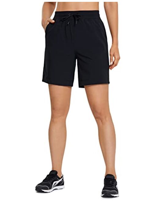 CRZ YOGA Women's 5''/7''/9'' Lightweight Quick Dry Athletic Long Shorts - High Waist Workout Running Shorts with Pockets