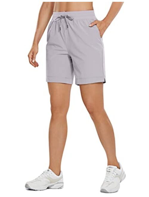 CRZ YOGA Women's 5''/7''/9'' Lightweight Quick Dry Athletic Long Shorts - High Waist Workout Running Shorts with Pockets