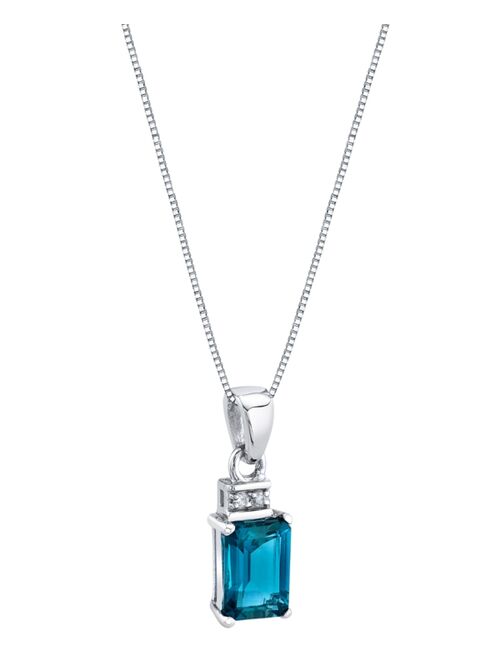 MACY'S Blue Topaz (1-3/8 ct. t.w.) & Diamond Accent 18" Pendant Necklace in 14k White Gold