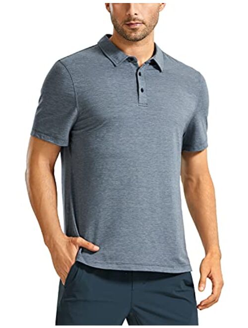 CRZ YOGA Men's Short Sleeve Golf Polo Shirts Quick Dry Athletic T-Shirts Moisture Wicking Slim Fit Gym Workout Tees