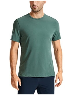 Men's Lightweight Pima Cotton Short Sleeve Athletic T-Shirts Workout Quick Dry Loose Fit Tees Undershirts